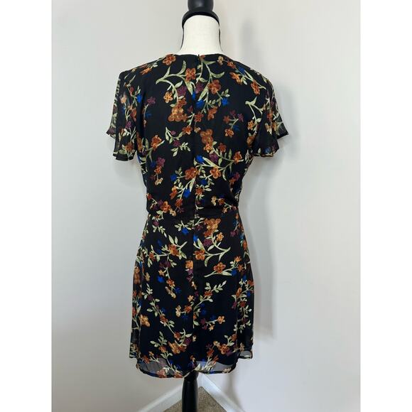 NWT GB Dress Women's Medium Flare Above Knee A-Line Zip Up Black Short Sleeve - Picture 3 of 8